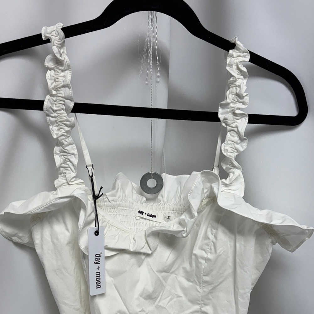 Chic Ruffled White Mini Dress - Picture 2 of 9